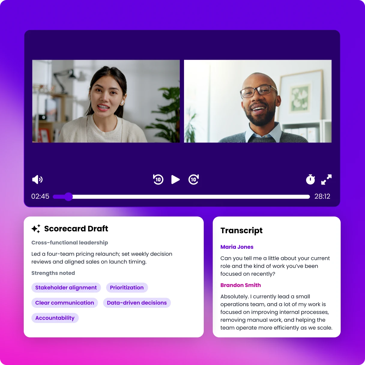 GoodTime product screen: Capture every interview with AI notetaker