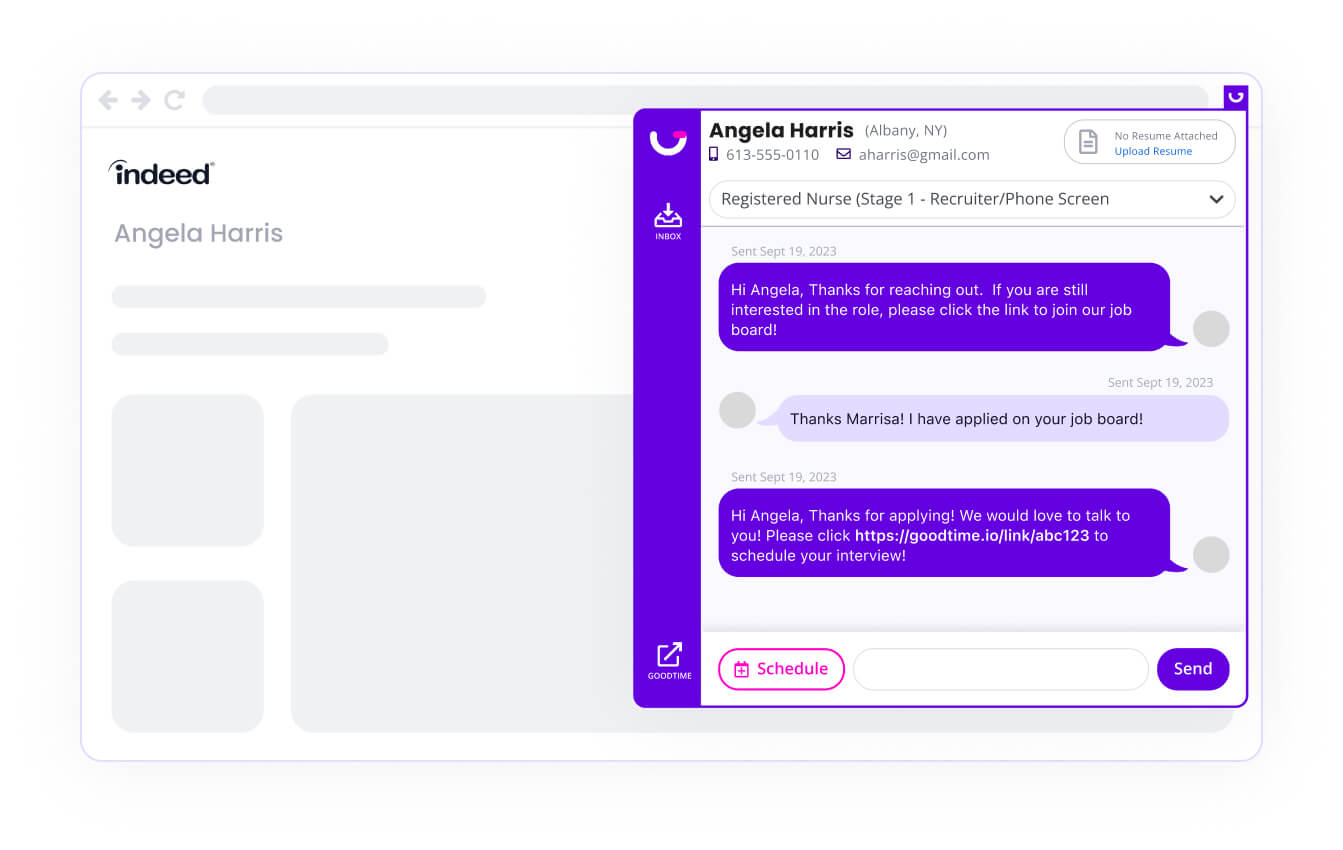 GoodTime Hire text interface for healthcare hiring