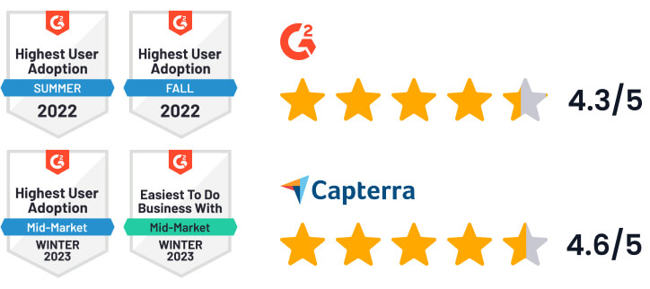 G2 and Capterra Badges and Ratings
