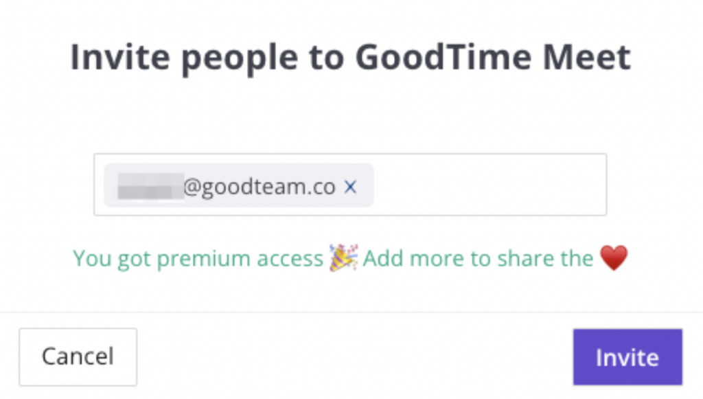 Graphic displaying inviting peers to GoodTime Meet.