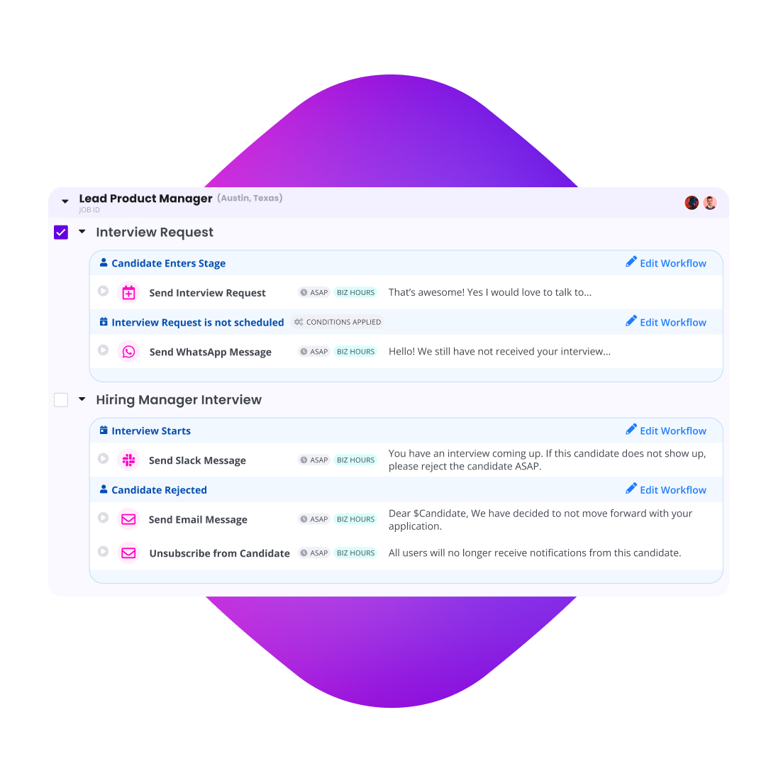 Interview scheduling automation dashboard