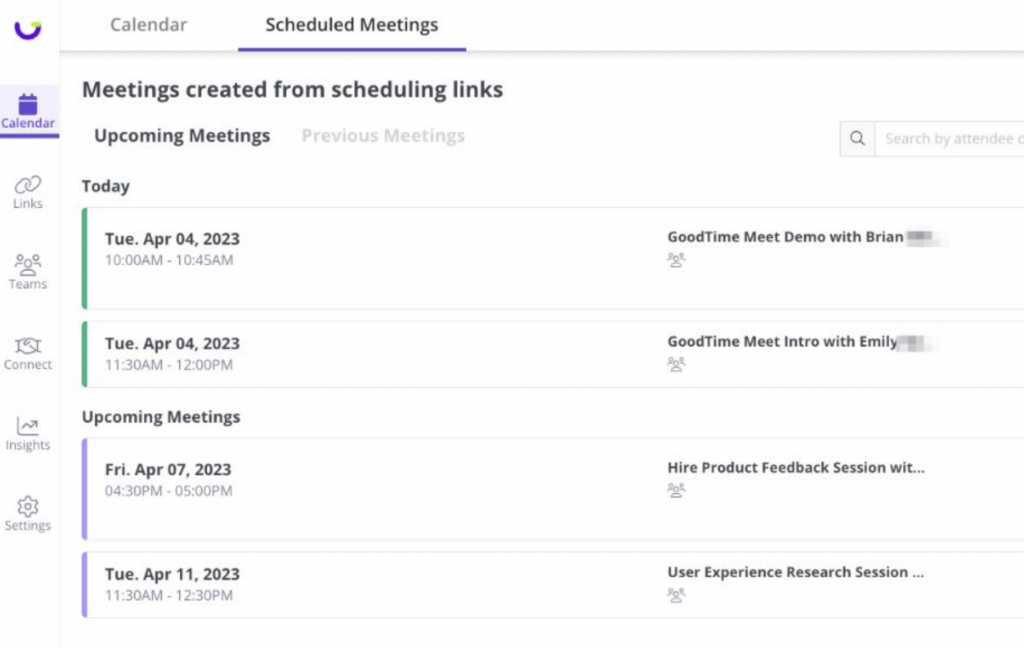 Graphic displaying GoodTime Meet's scheduling capabilities.