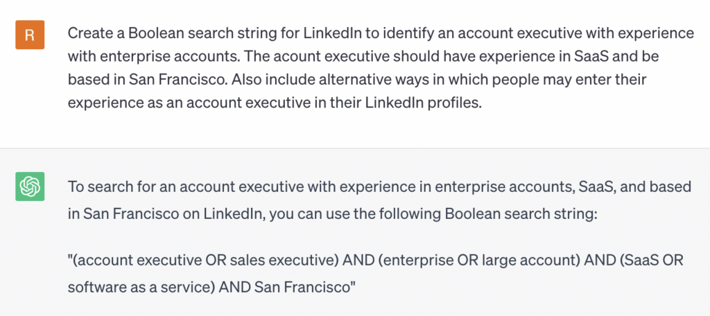 An example of how to use ChatGPT to help in AI recruitment.