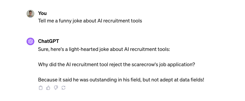 ChatGPT AI recruitment tools joke