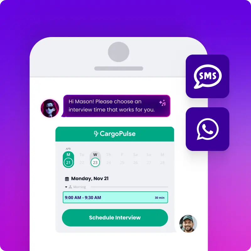 Schedule faster through SMS & WhatsApp
