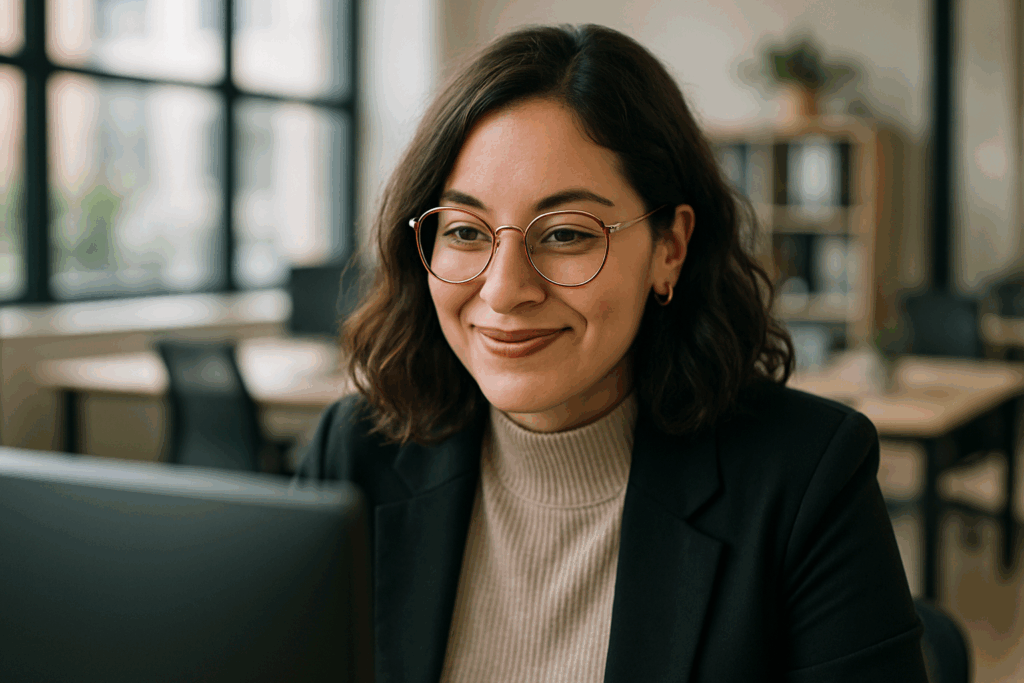 Woman using the best interview scheduling software
